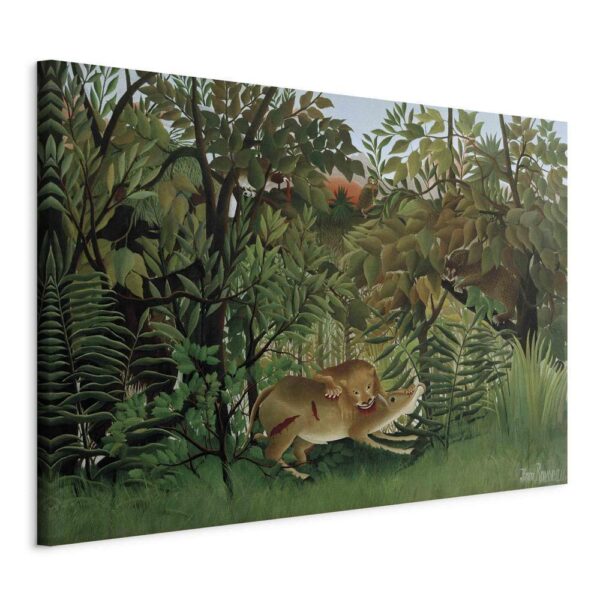 Obraz - Le Lion ayant faim se jette sur l'Antilope (Henri Rousseau)