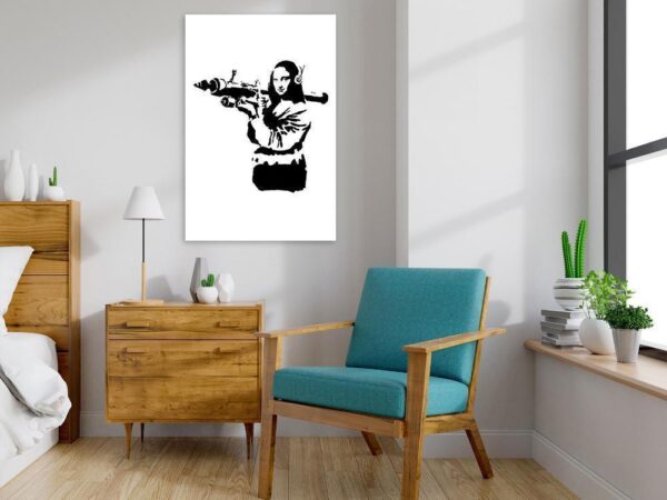 Obraz - Banksy Mona Lisa with Rocket Launcher (1-częściowy) pionowy