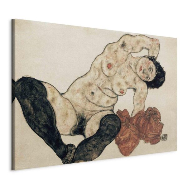 Obraz - Liegender Akt mit gelbem Handtuch (Egon Schiele)