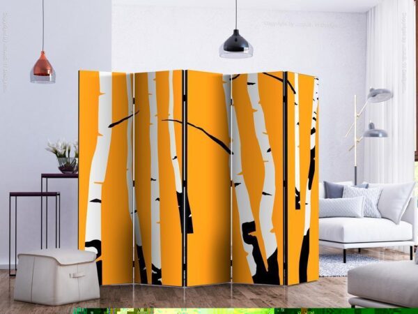 Parawan - Birches on the orange background II