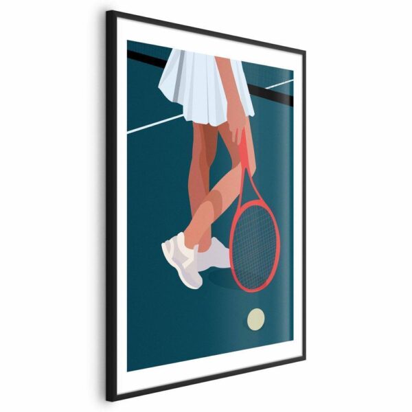 Plakat - Tenisistka z czerwoną rakietą na korcie - ilustracja
