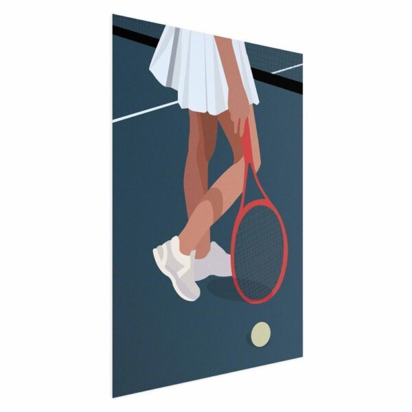 Plakat - Tenisistka z czerwoną rakietą na korcie - ilustracja