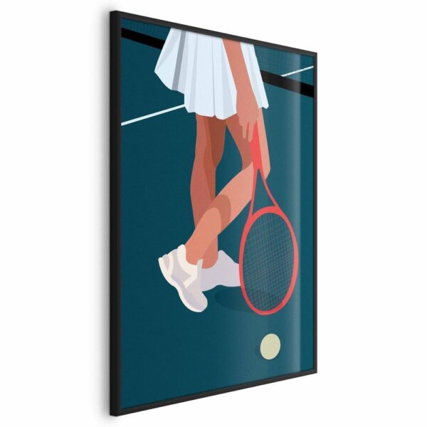 Plakat - Tenisistka z czerwoną rakietą na korcie - ilustracja