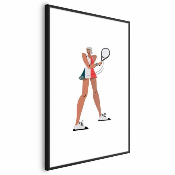 Plakat - Tenisistka z rakietą na białym tle - ilustracja