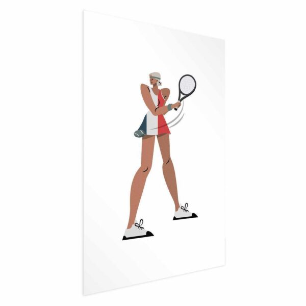 Plakat - Tenisistka z rakietą na białym tle - ilustracja