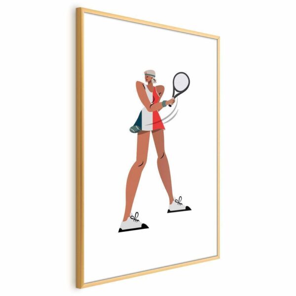 Plakat - Tenisistka z rakietą na białym tle - ilustracja