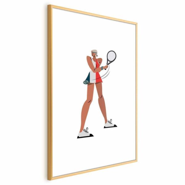 Plakat - Tenisistka z rakietą na białym tle - ilustracja