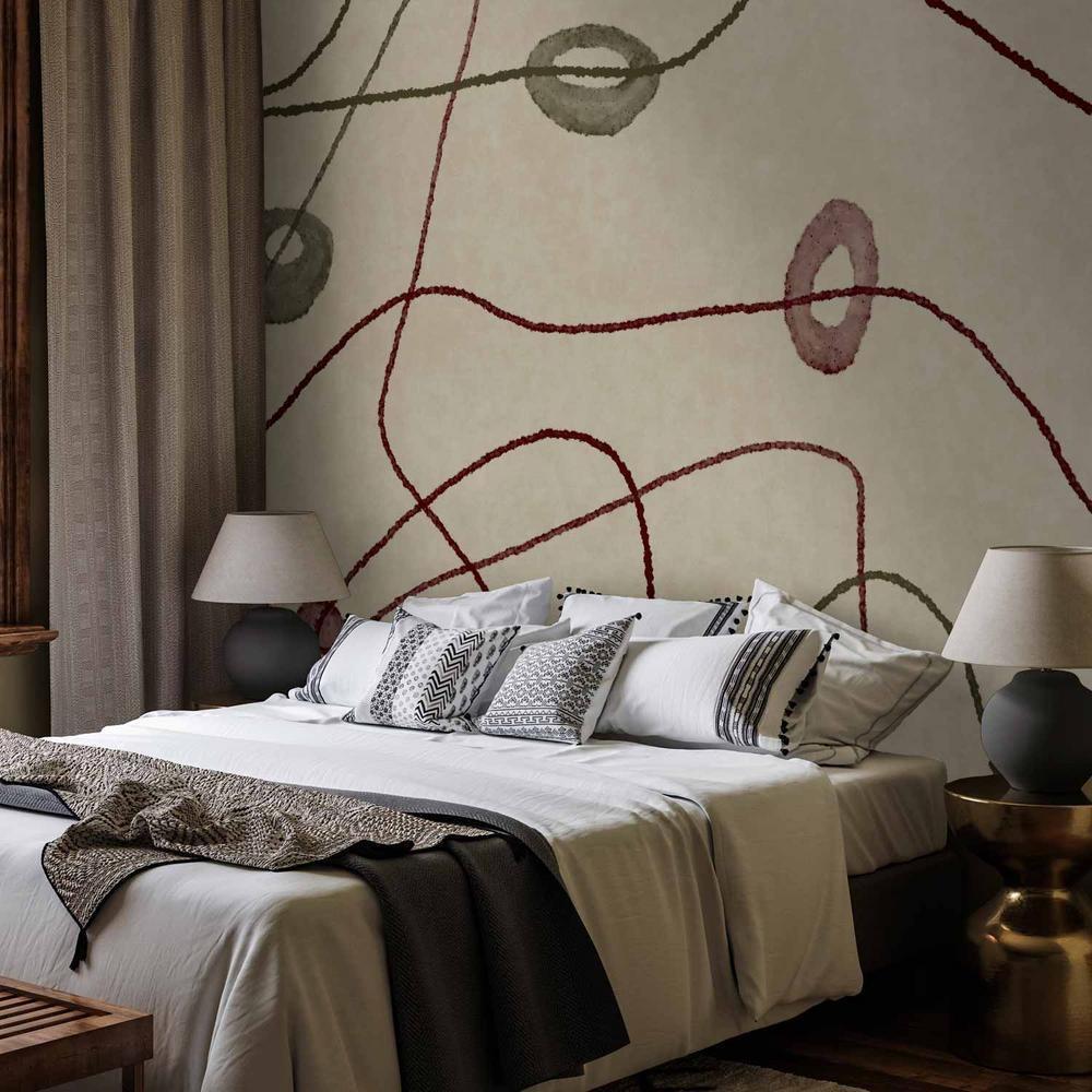 Fototapeta - Linie i kształty - labirynt z koralików na bladym przecieranym tle