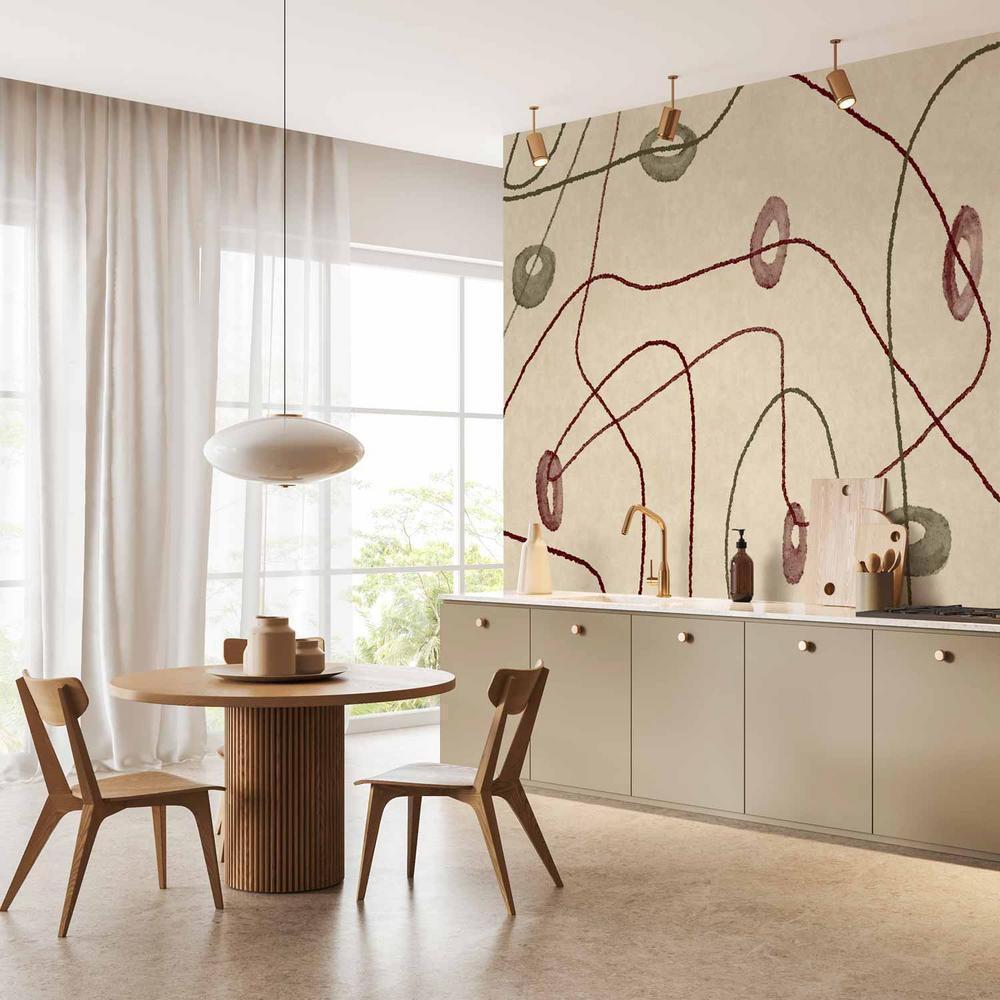 Fototapeta - Linie i kształty - labirynt z koralików na bladym przecieranym tle