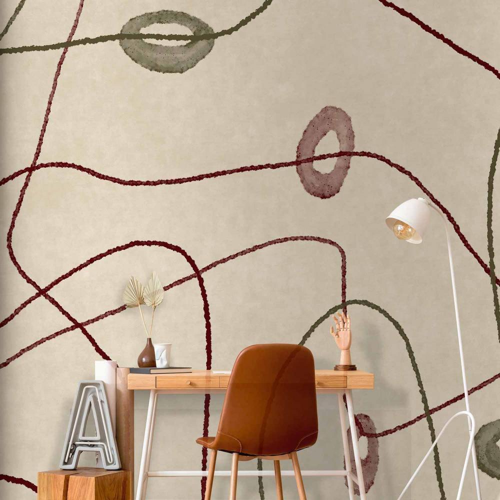 Fototapeta - Linie i kształty - labirynt z koralików na bladym przecieranym tle