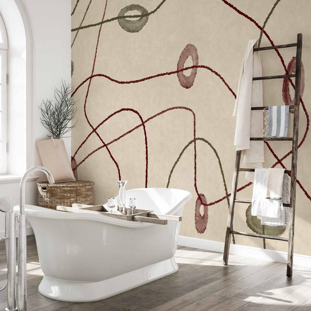 Fototapeta - Linie i kształty - labirynt z koralików na bladym przecieranym tle