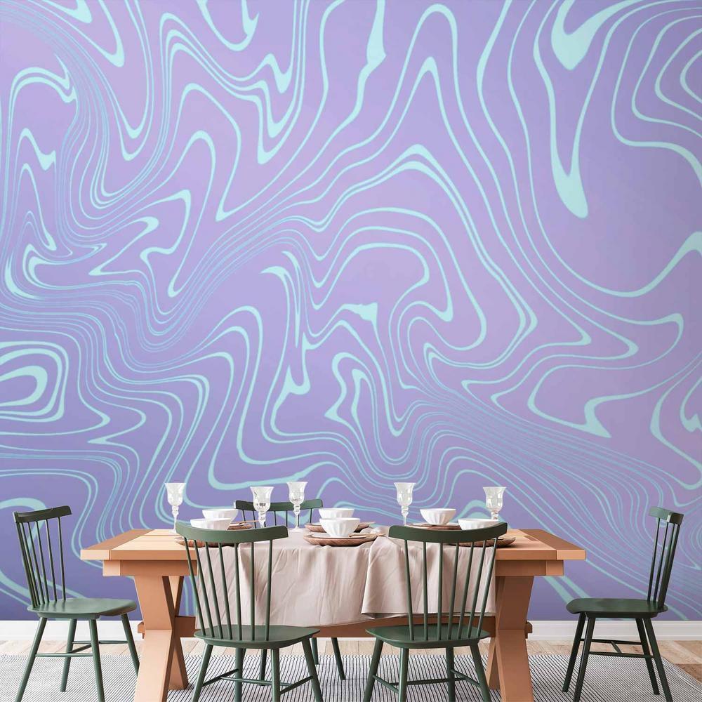 Fototapeta - Morska abstrakcja - Intrygująca kompozycja falistych kształtów w odcieniach niebieskiego