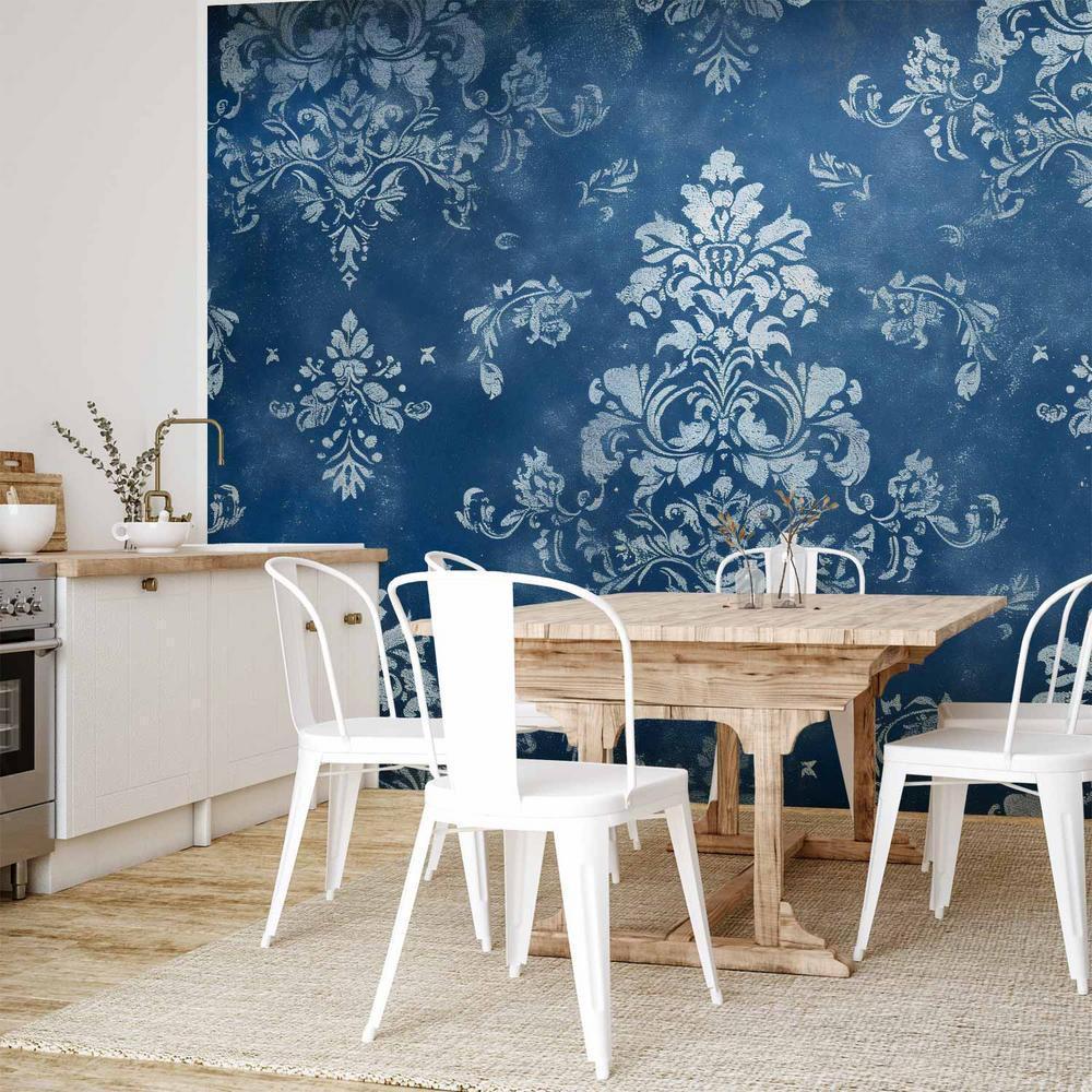 Fototapeta - Ornament retro dekoracyjny motyw w przetartych błękitach