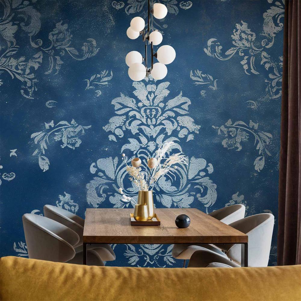 Fototapeta - Ornament retro dekoracyjny motyw w przetartych błękitach