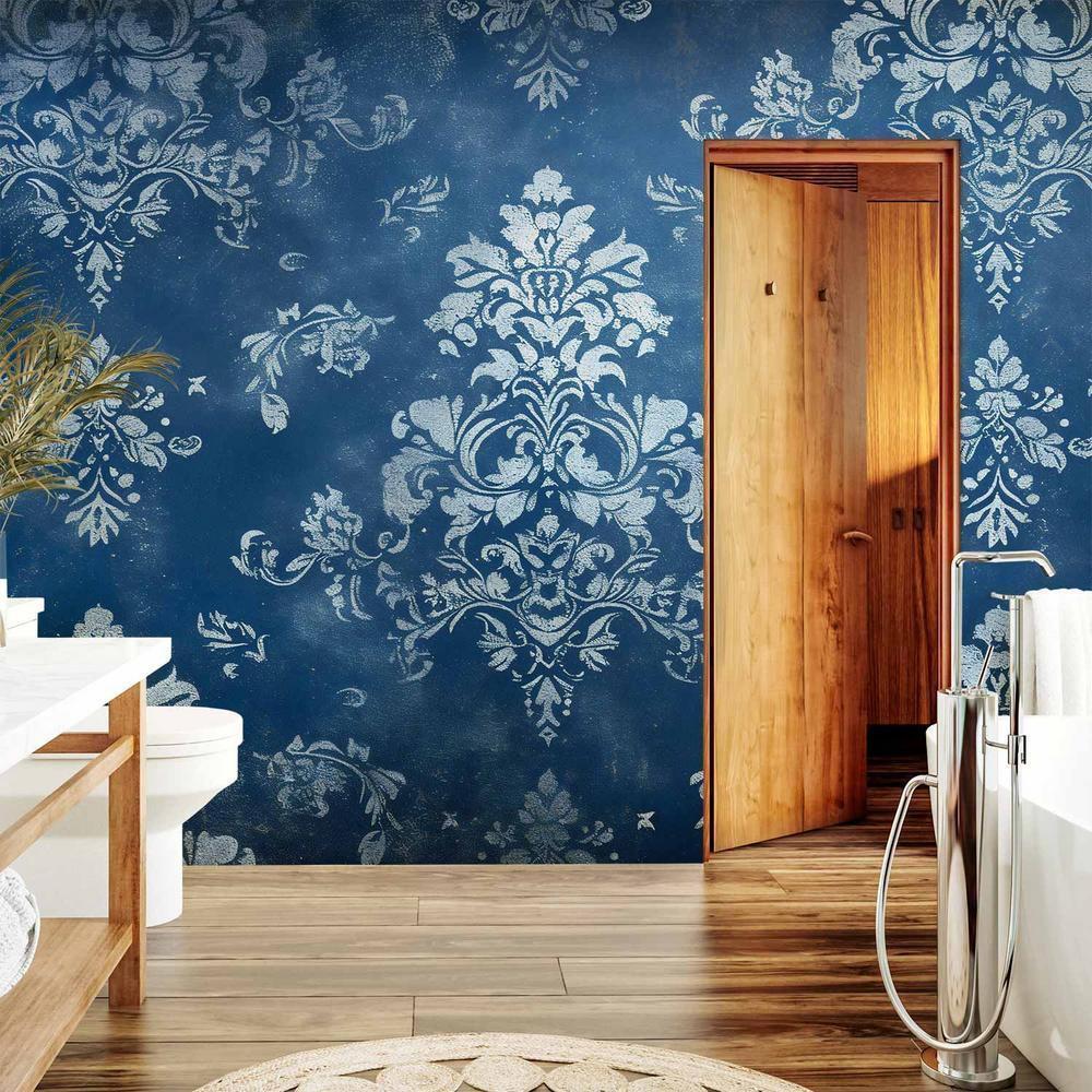 Fototapeta - Ornament retro dekoracyjny motyw w przetartych błękitach