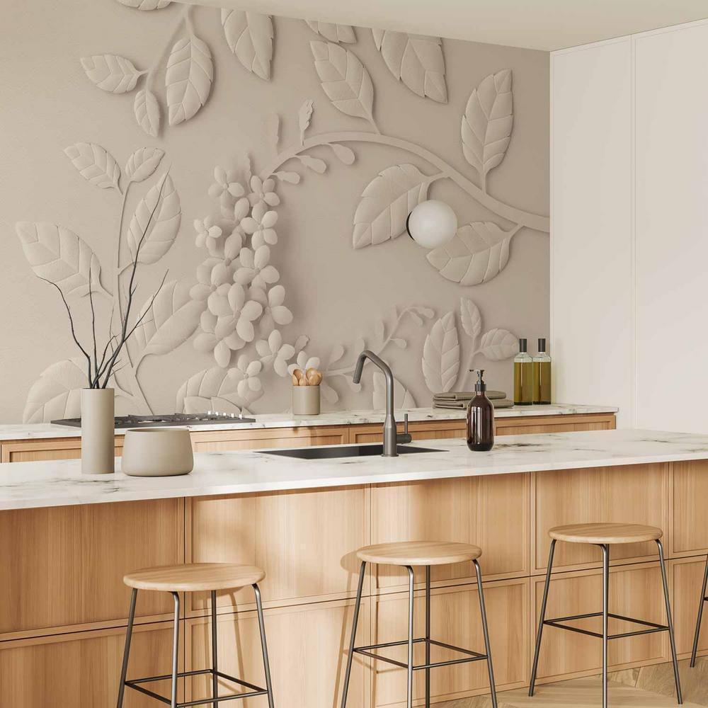 Fototapeta - Papierowe kwiaty (kremowy)