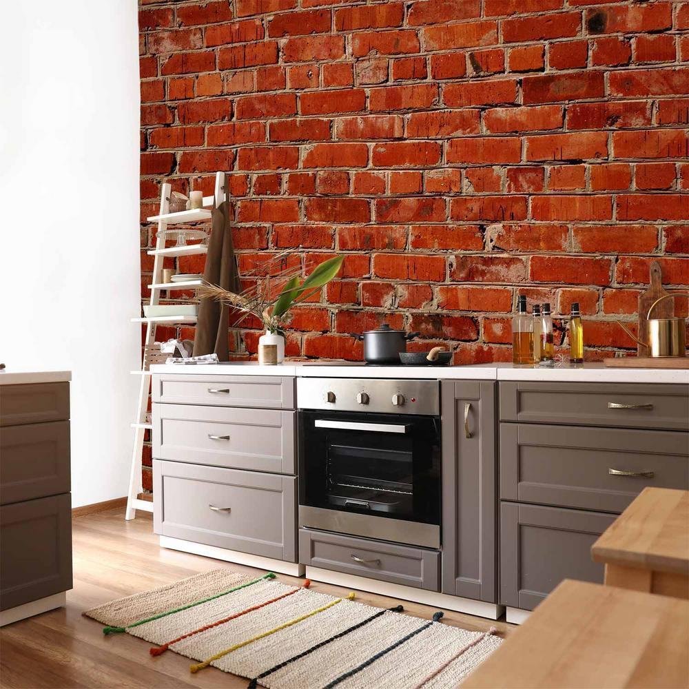 Fototapeta - Stara ściana - mur z czerwonej cegły w stylu retro