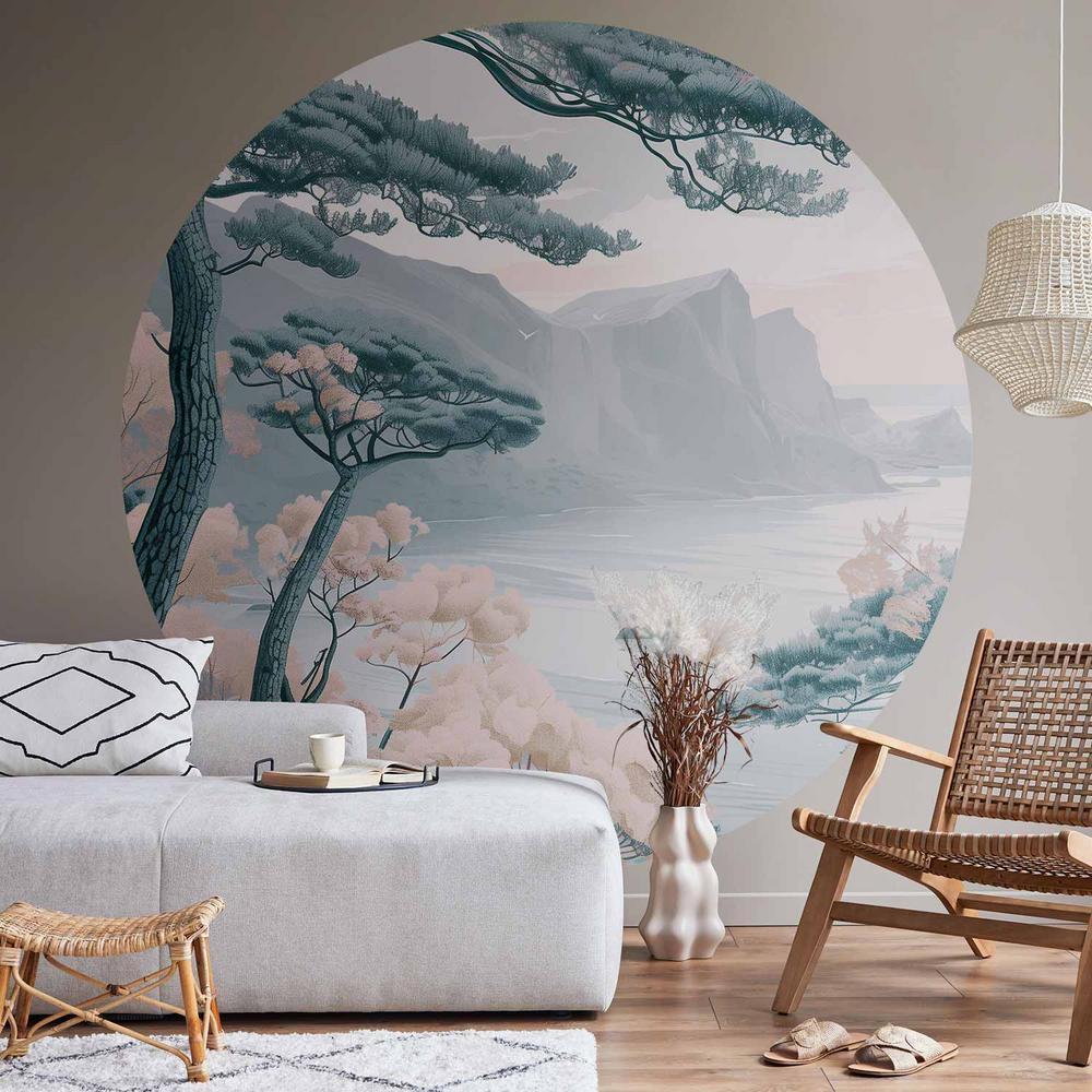 Fototapeta okrągła - Błękitne wybrzeże w delikatnych kolorach