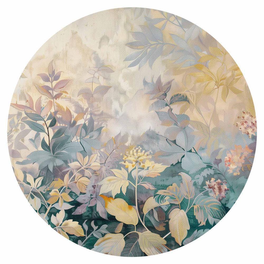 Fototapeta okrągła - Gobelinowy wzór w kolorowe kwiaty