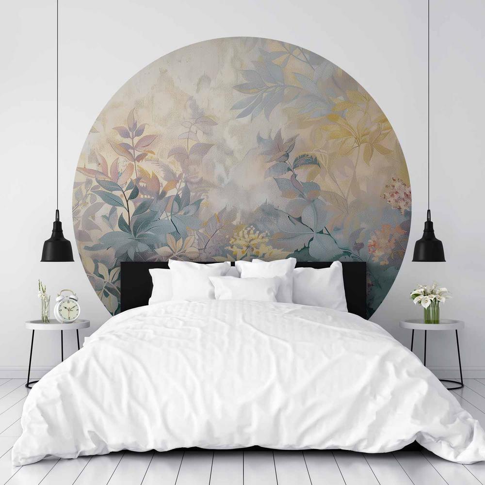 Fototapeta okrągła - Gobelinowy wzór w kolorowe kwiaty