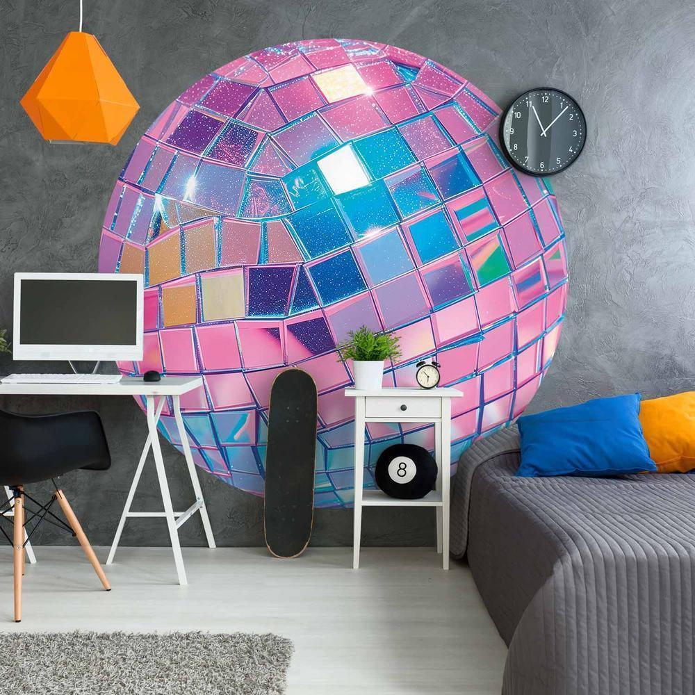 Fototapeta okrągła - Kula dyskotekowa różowa