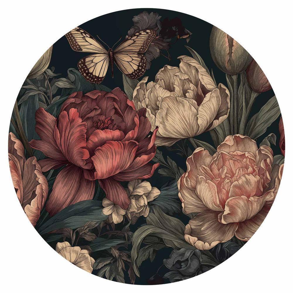 Fototapeta okrągła - Kwiaty na turkusowym tle