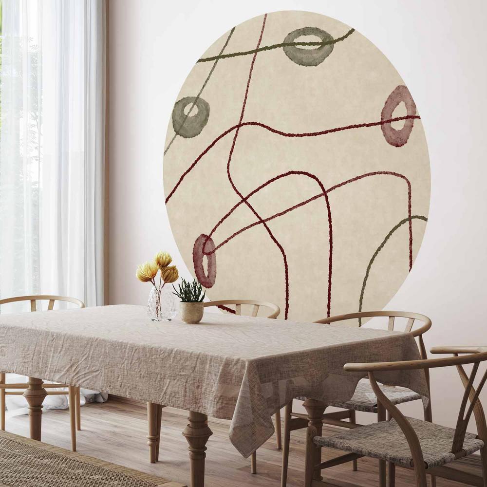 Fototapeta okrągła - Linie i kształty - labirynt z koralików na bladym przecieranym tle