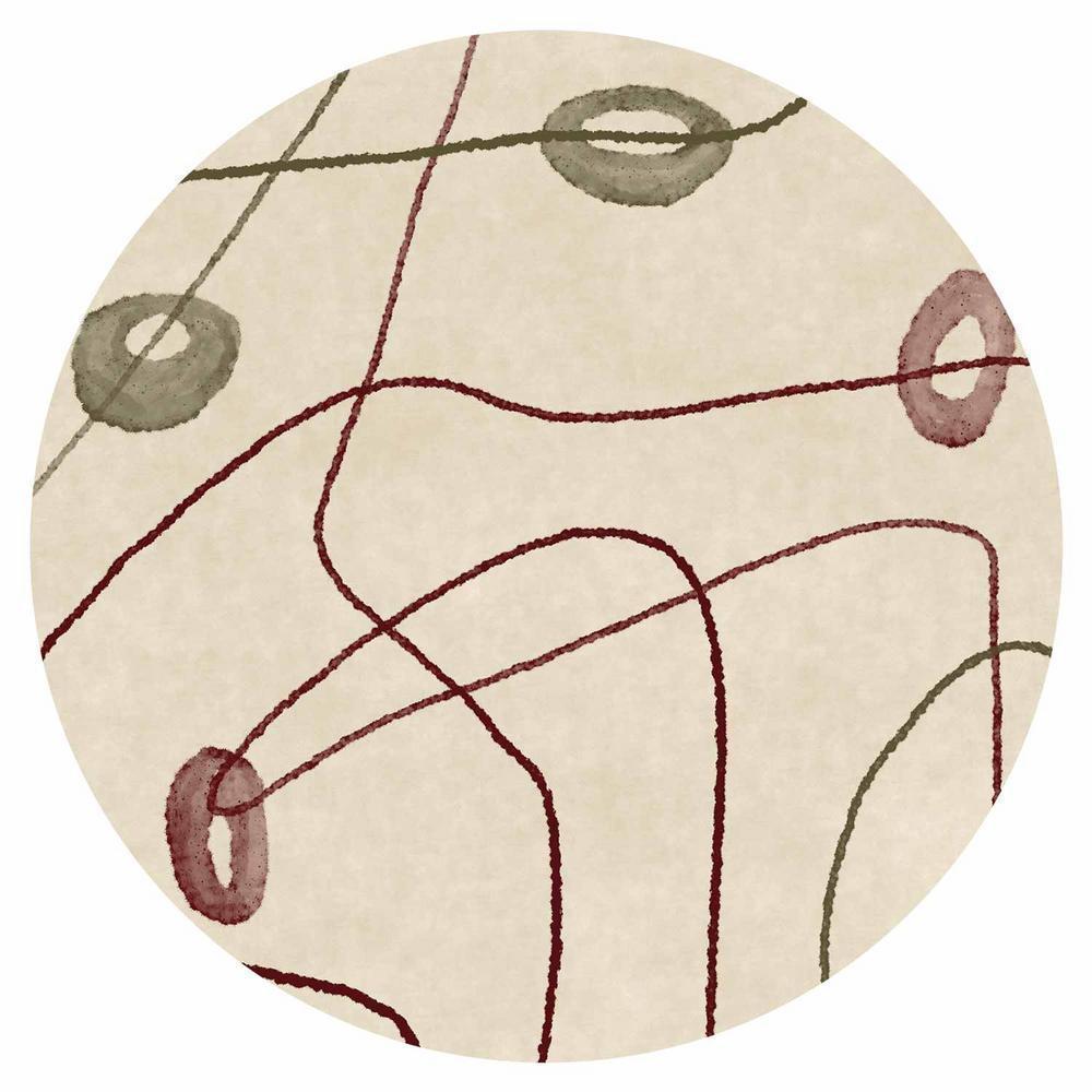 Fototapeta okrągła - Linie i kształty - labirynt z koralików na bladym przecieranym tle