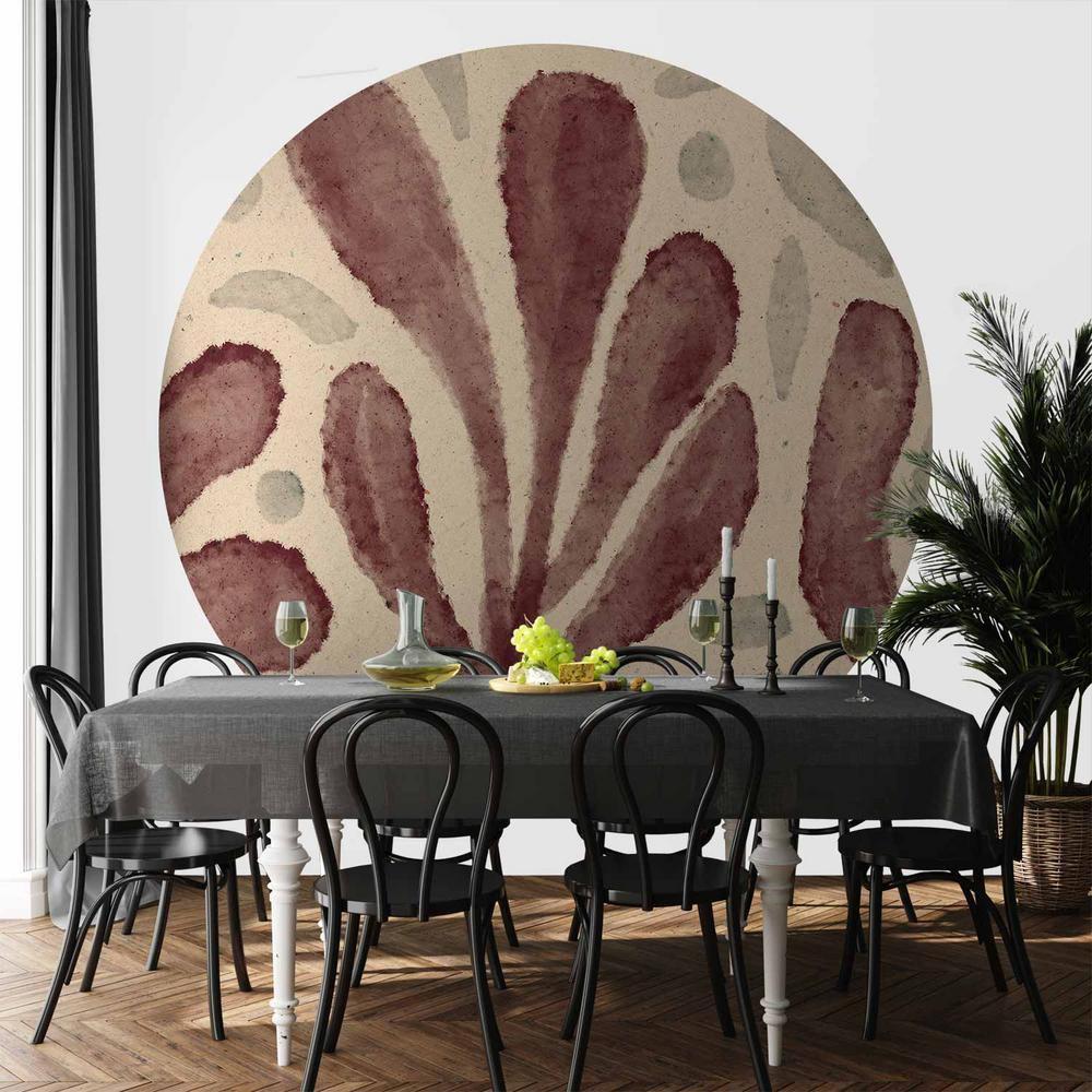 Fototapeta okrągła - Liście i plamy - duże rozedrgane kształty inspirowane Matisse