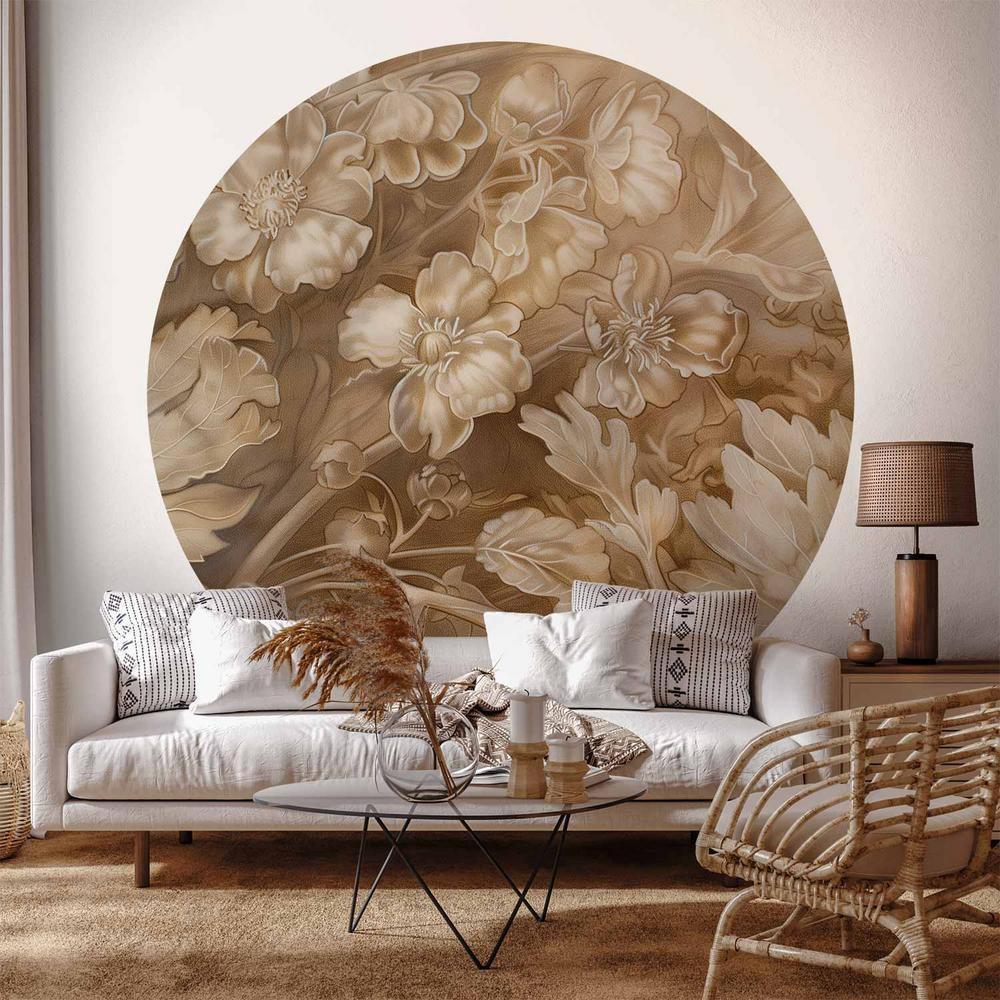 Fototapeta okrągła - Ornamenty roślinno-kwiatowe rzeźbione