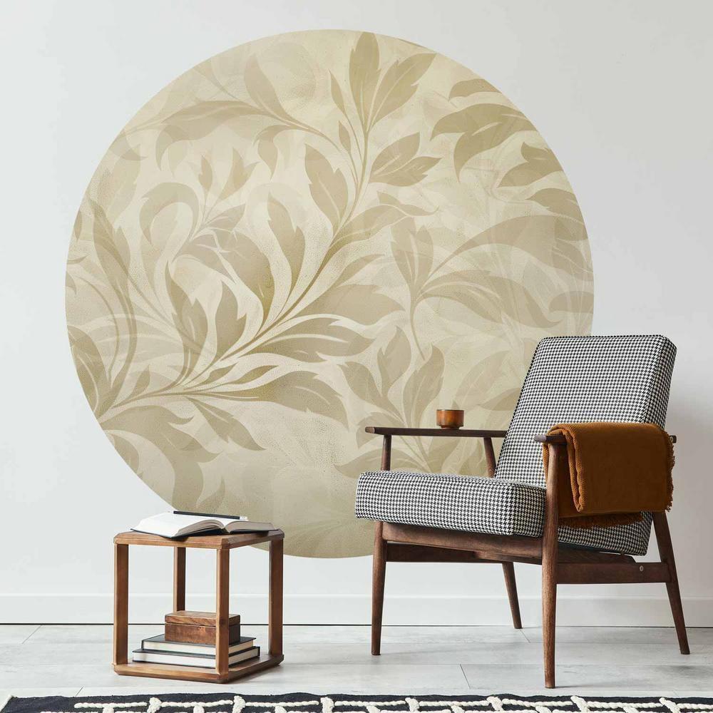 Fototapeta okrągła - Piaskowe listki i pnącza