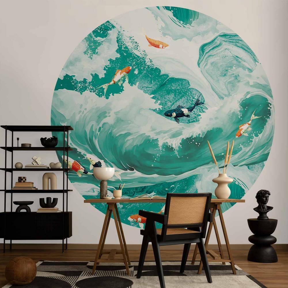 Fototapeta okrągła - Ryby i fale