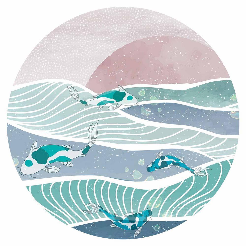 Fototapeta okrągła - Ryby na falach