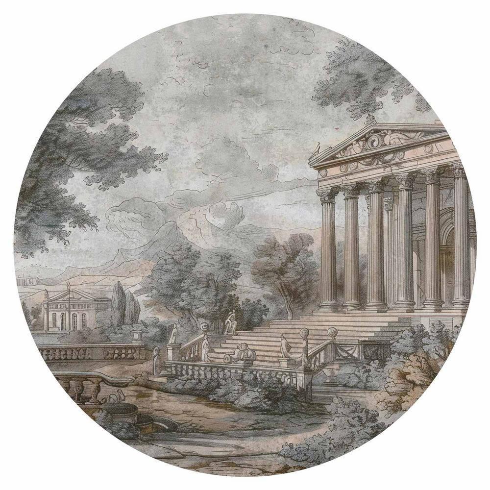 Fototapeta okrągła - Świątynia na wzgórzu - grecka architektura w stonowanej kolorystyce