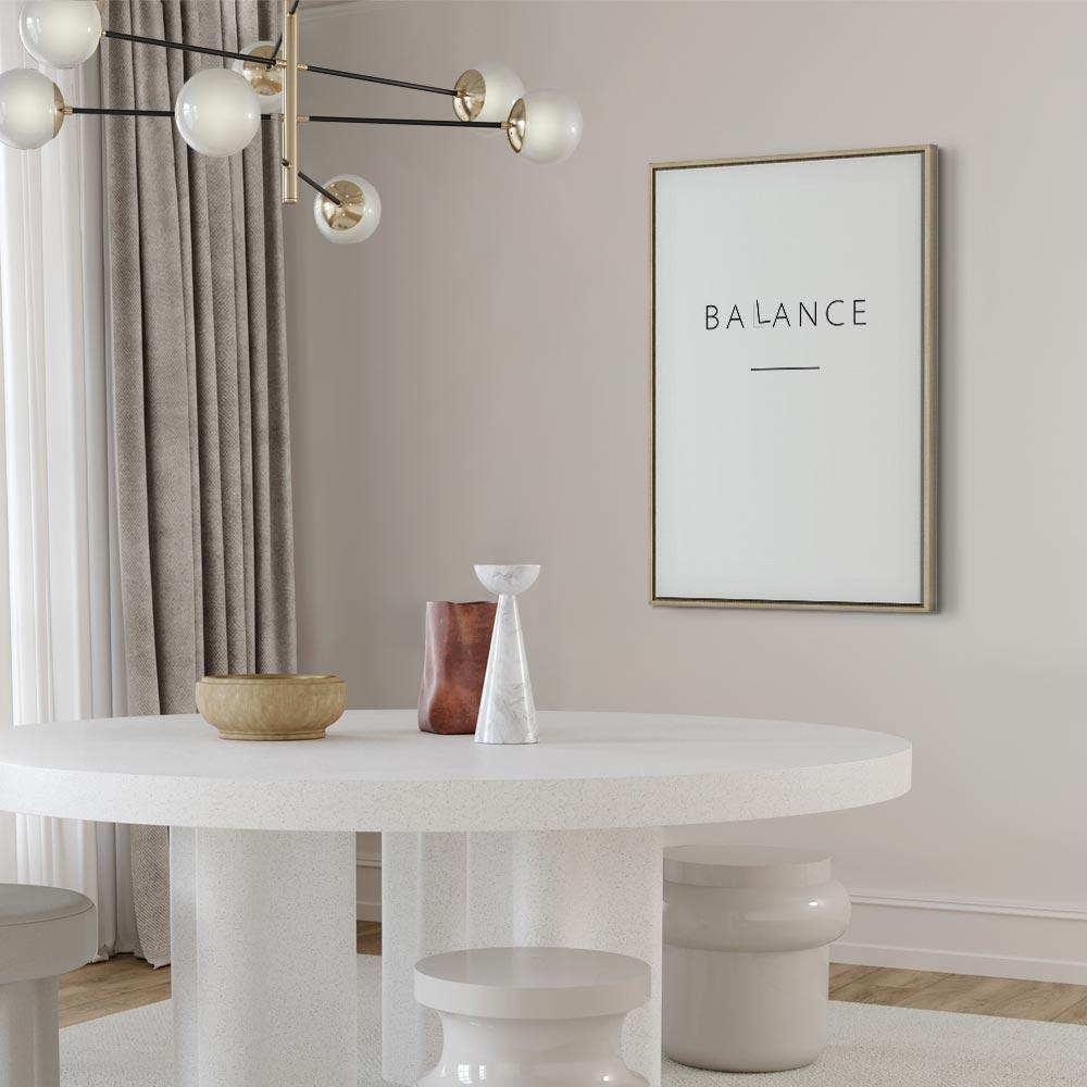 Obraz - Balans słów (1-częściowy) - czarny napis po angielsku na białym tle