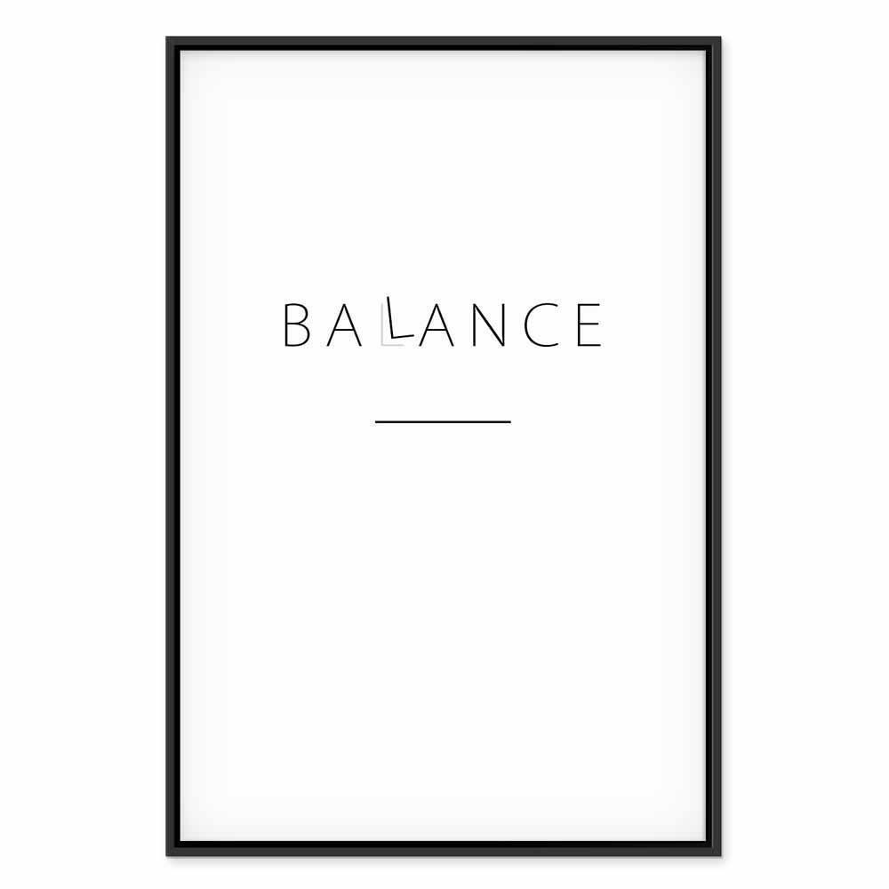 Obraz - Balans słów (1-częściowy) - czarny napis po angielsku na białym tle