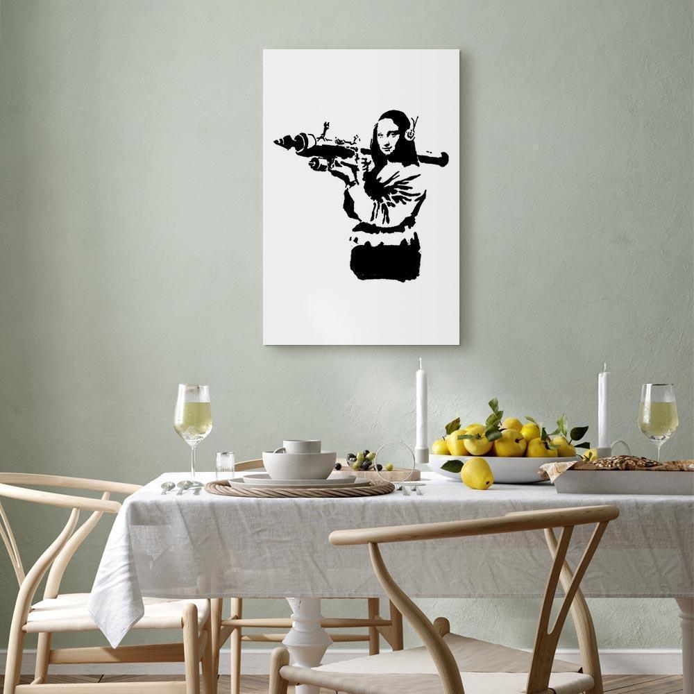 Obraz - Banksy Mona Lisa with Rocket Launcher (1-częściowy) pionowy