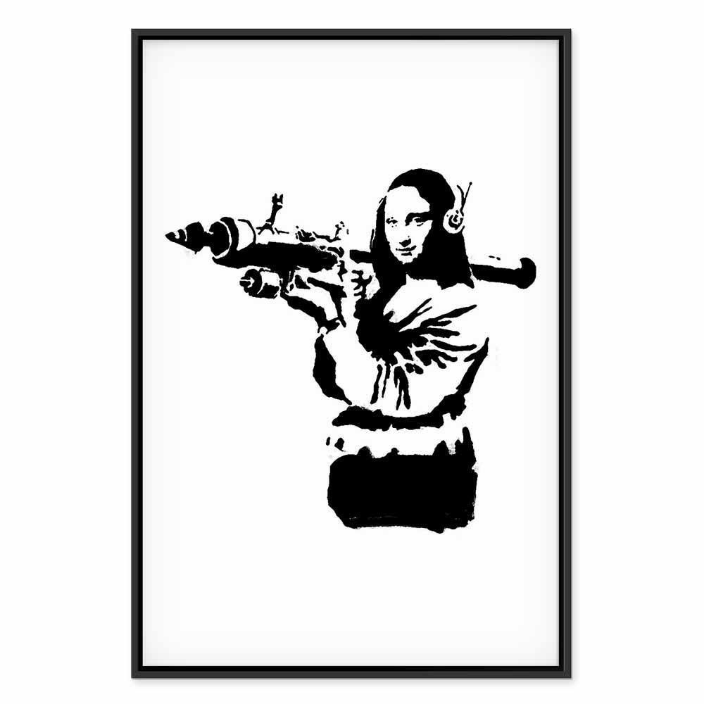 Obraz - Banksy Mona Lisa with Rocket Launcher (1-częściowy) pionowy