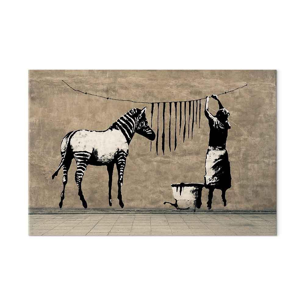 Obraz - Banksy: Pranie zebry na betonie (1-częściowy) szeroki