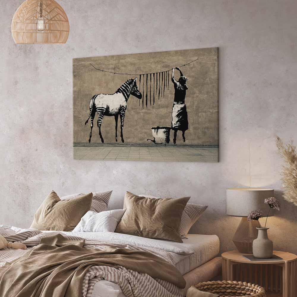 Obraz - Banksy: Pranie zebry na betonie (1-częściowy) szeroki