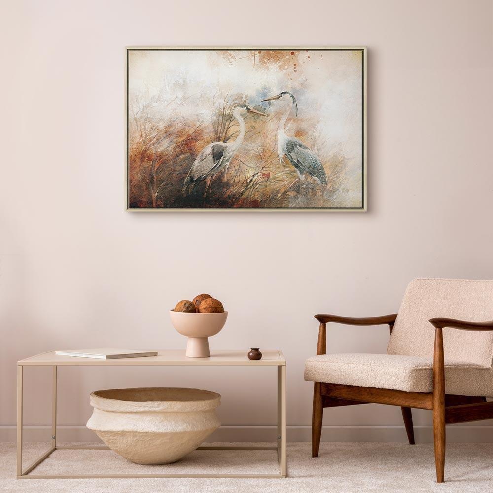 Obraz - Czaple na polowaniu (1-częściowy) szeroki