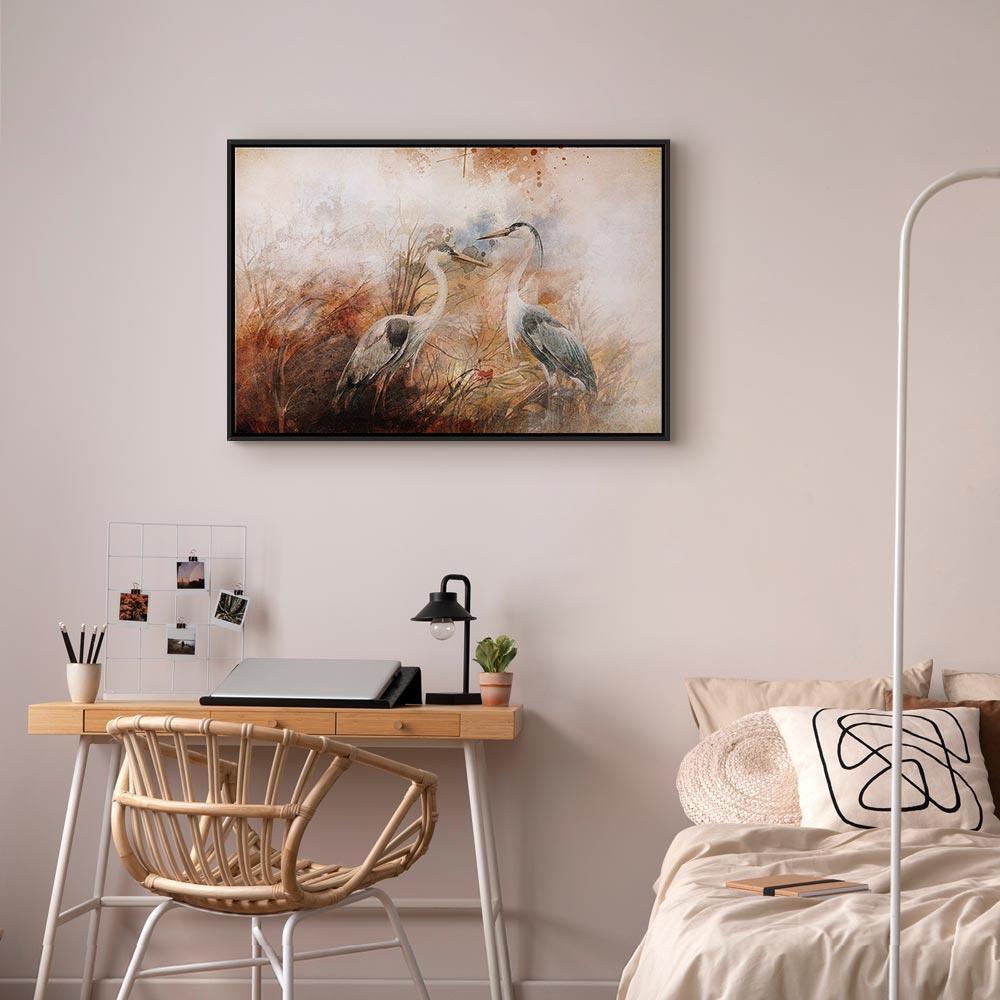 Obraz - Czaple na polowaniu (1-częściowy) szeroki