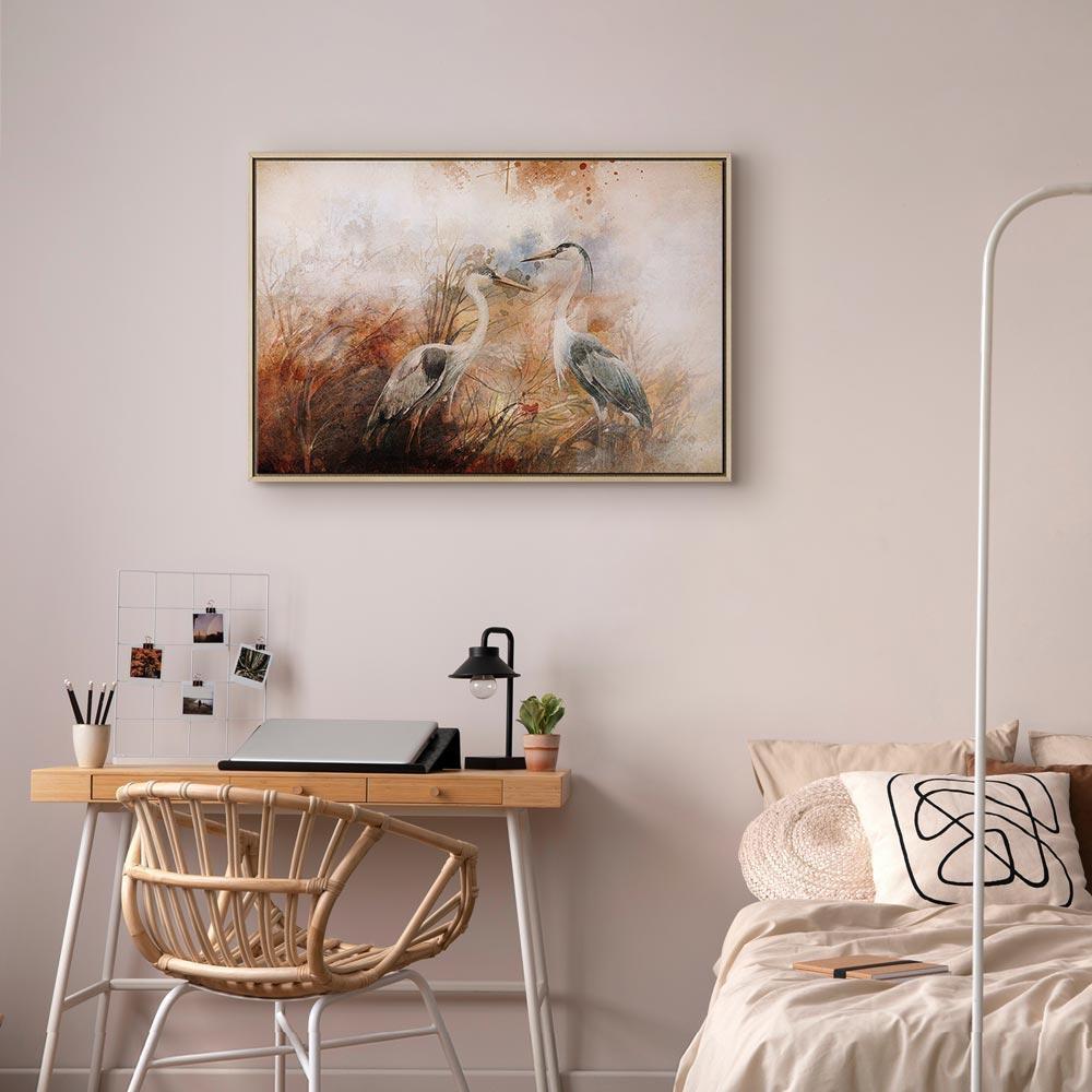 Obraz - Czaple na polowaniu (1-częściowy) szeroki
