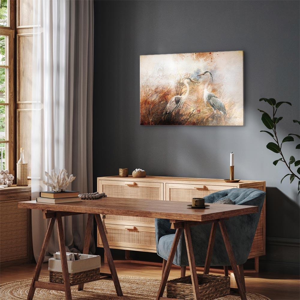 Obraz - Czaple na polowaniu (1-częściowy) szeroki