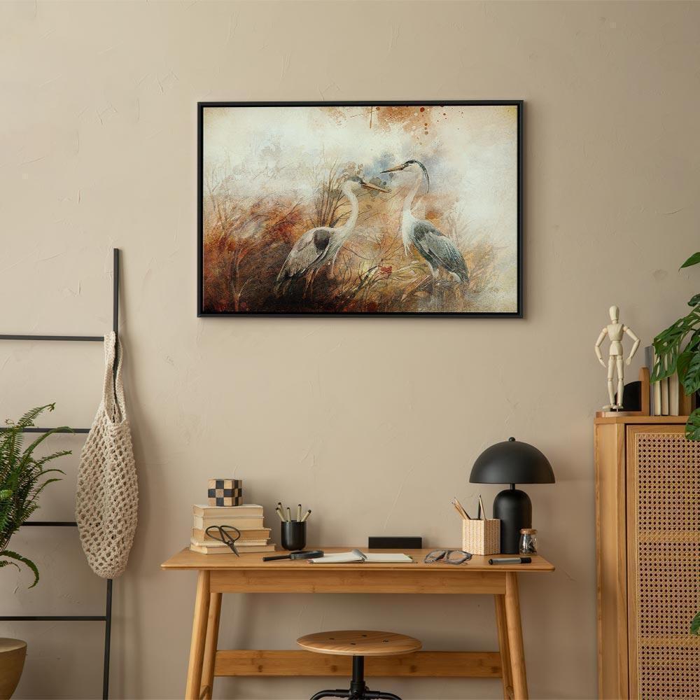 Obraz - Czaple na polowaniu (1-częściowy) szeroki