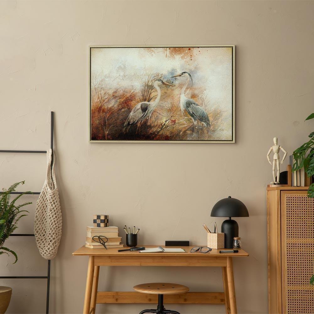 Obraz - Czaple na polowaniu (1-częściowy) szeroki