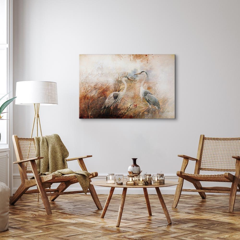 Obraz - Czaple na polowaniu (1-częściowy) szeroki