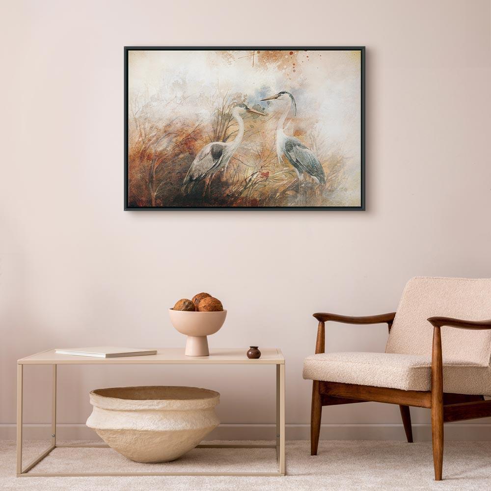 Obraz - Czaple na polowaniu (1-częściowy) szeroki