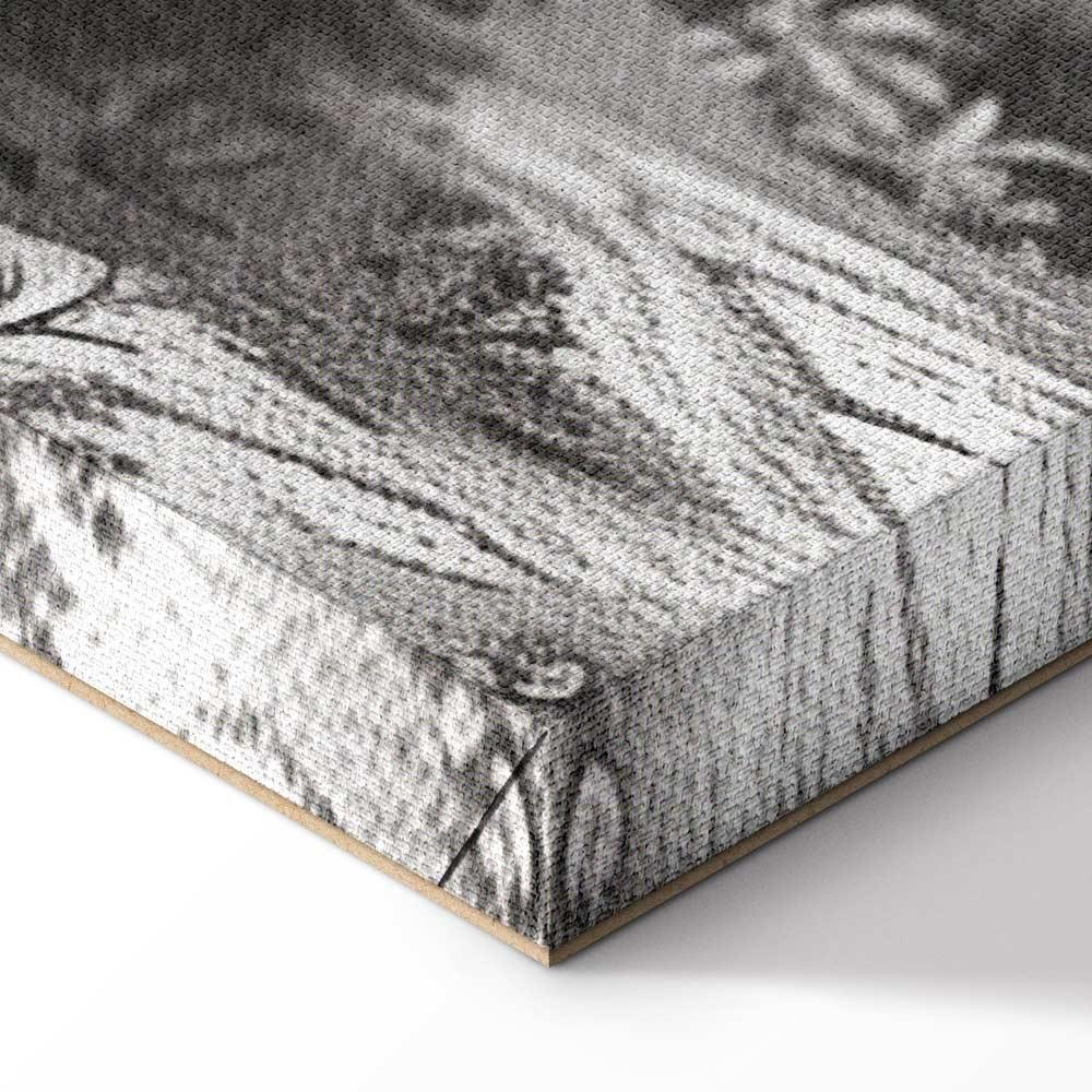 Obraz - Czarno-biały pejzaż vintage retro widok na staw z łódką