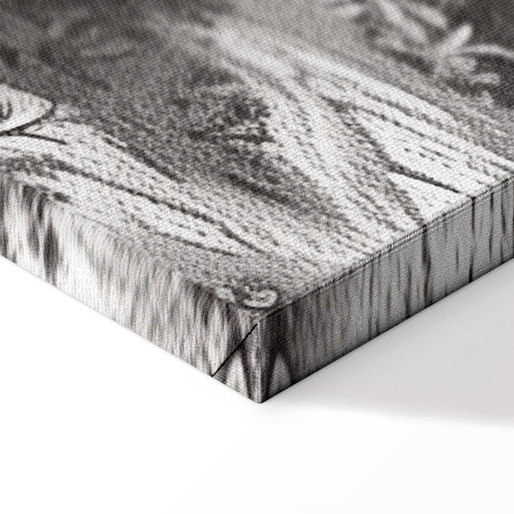 Obraz - Czarno-biały pejzaż vintage retro widok na staw z łódką